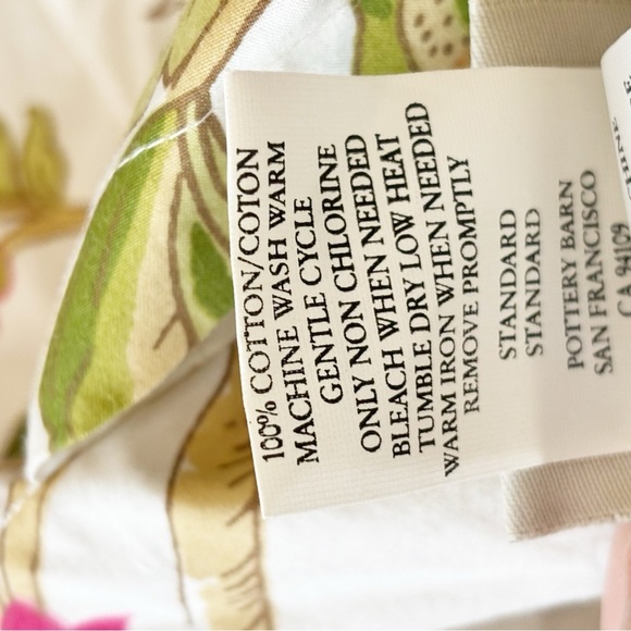 POTTERY BARN Set Of 2 Pink Yellow Peony JACOBEAN Standard Pillow Shams 25” X 31” - Picture 8 of 8